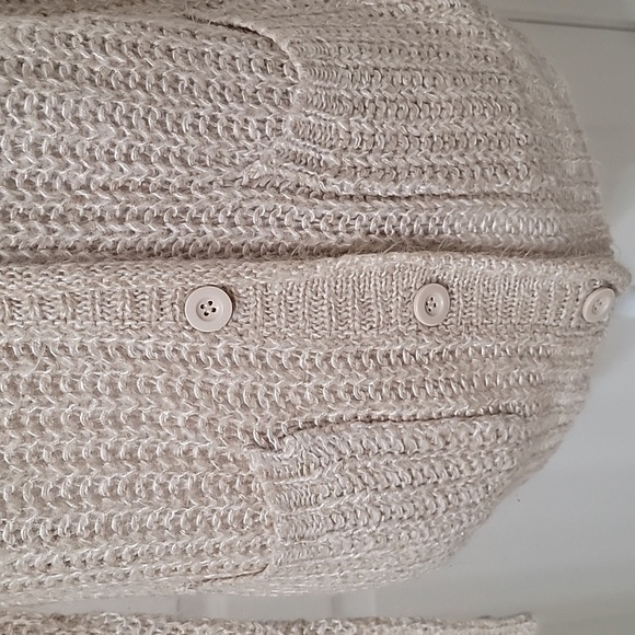 Essentials by Full Tilt Oatmeal Colored Button Front Loose Knit Cardigan Sweater - Picture 2 of 12